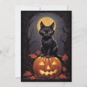 Halloween Black Cat en Pumpkin Kaart (Voorkant)