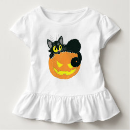 Halloween Black Cat en Pumpkin Kinder Shirts