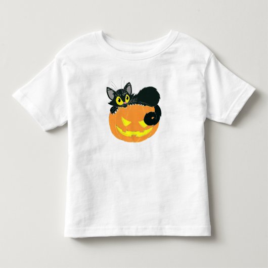 Halloween Black Cat en Pumpkin Kinder Shirts (Voorkant)