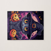 Halloween Black Cat en Pumpkin Legpuzzel (Horizontaal)