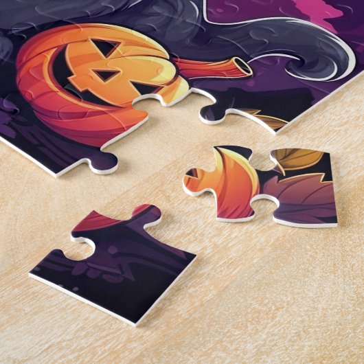 Halloween Black Cat en Pumpkin Legpuzzel (Zijkant)