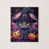 Halloween Black Cat en Pumpkin Legpuzzel (Verticaal)