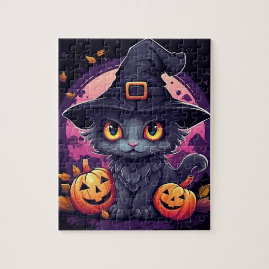 Halloween Black Cat en Pumpkin Legpuzzel (Verticaal)
