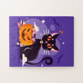 Halloween Black Cat en Pumpkin Legpuzzel (Horizontaal)