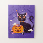 Halloween Black Cat en Pumpkin Legpuzzel (Verticaal)