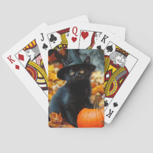 Halloween Black Cat en Pumpkin Pokerkaarten