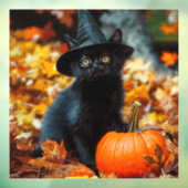 Halloween Black Cat en Pumpkin Raamsticker (Vel 3)