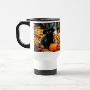 Halloween Black Cat en Pumpkin Reisbeker