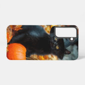 Halloween Black Cat en Pumpkin Samsung Galaxy Hoesje (Achterkant horizontaal)
