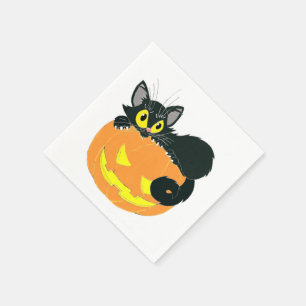 Halloween Black Cat en Pumpkin Servet