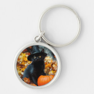 Halloween Black Cat en Pumpkin Sleutelhanger