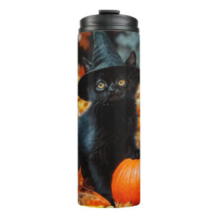 Halloween Black Cat en Pumpkin Thermosbeker