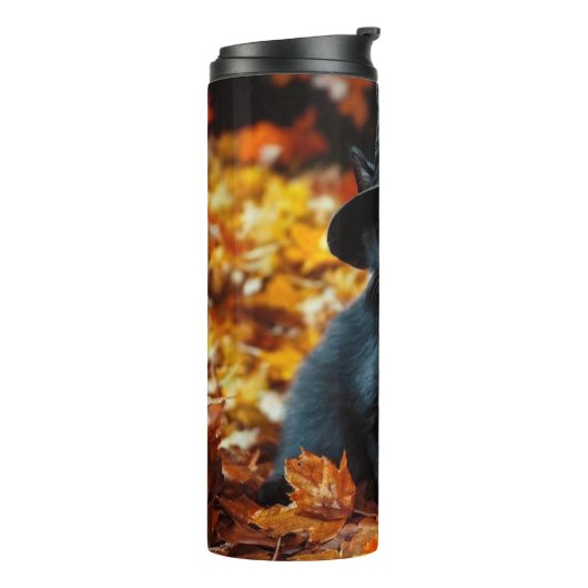 Halloween Black Cat en Pumpkin Thermosbeker (Gedraaid links)