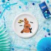 Halloween Black Cat en Pumpkins White Papieren Bordje (Feest)