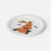 Halloween Black Cat en Pumpkins White Papieren Bordje (Gekanteld)