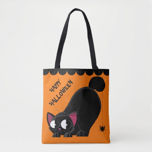 Halloween Black Cat en Spider Tote Bag (Voorkant)