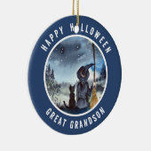 Halloween Black Cat en The Witch Sterrennacht Keramisch Ornament (Rechts)