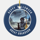 Halloween Black Cat en The Witch Sterrennacht Keramisch Ornament (Achterkant)