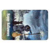 Halloween Black Cat en The Witch Sterrennacht Magneet (Horizontaal)