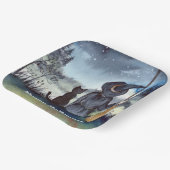 Halloween Black Cat en The Witch Sterrennacht Papieren Bordje (Gebogen)