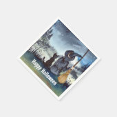 Halloween Black Cat en The Witch Sterrennacht Servet (Hoek)