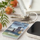 Halloween Black Cat en The Witch Sterrennacht Sleutelhanger (Voorkant Rechts)