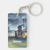 Halloween Black Cat en The Witch Sterrennacht Sleutelhanger (achterkant)