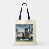 Halloween Black Cat en The Witch Sterrennacht Tote Bag (Achterkant)