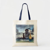 Halloween Black Cat en The Witch Sterrennacht Tote Bag (Voorkant)