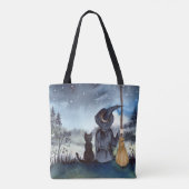 Halloween Black Cat en The Witch Sterrennacht Tote Bag (Achterkant)