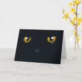 Halloween Black Cat Eyes Kaart (Gele Bloem)
