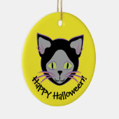 Halloween Black Cat Face Keramisch Ornament (Rechts)