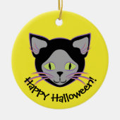 Halloween Black Cat Face Keramisch Ornament (Voorkant)