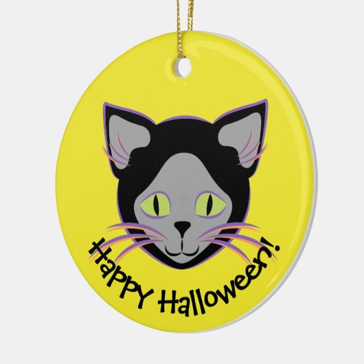 Halloween Black Cat Face Keramisch Ornament (Links)