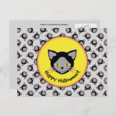 Halloween Black Cat Face Pattern Briefkaart (Voorkant / Achterkant)