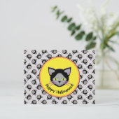 Halloween Black Cat Face Pattern Briefkaart (Staand voorkant)