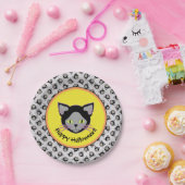 Halloween Black Cat Face Pattern Papieren Bordje (Feest)