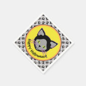 Halloween Black Cat Face Pattern Servet (Hoek)