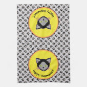 Halloween Black Cat Face Pattern Theedoek (Verticaal)