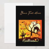 Halloween Black Cat Feestdagenkaart (Voorkant / Achterkant)