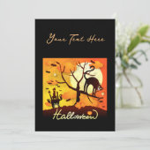 Halloween Black Cat Feestdagenkaart (Staand voorkant)