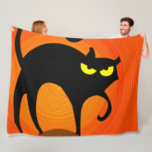 Halloween Black Cat Fleece Deken