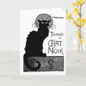Halloween Black Cat French Words Chat Noir Text Kaart (Gele Bloem)