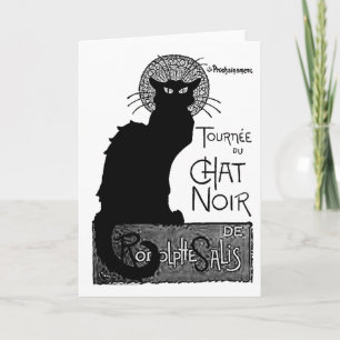 Halloween Black Cat French Words Chat Noir Text Kaart