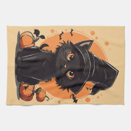 Halloween Black Cat Full Moon Theedoek