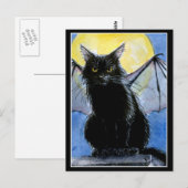 Halloween Black cat gargoyle briefkaart (Voorkant / Achterkant)
