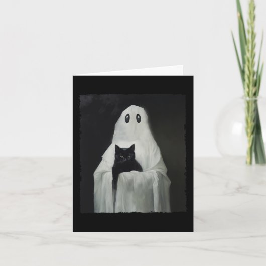 Halloween Black Cat Ghost Spooky Seizoen Kostuum Kaart (Voorkant)