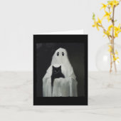 Halloween Black Cat Ghost Spooky Seizoen Kostuum Kaart (Gele Bloem)