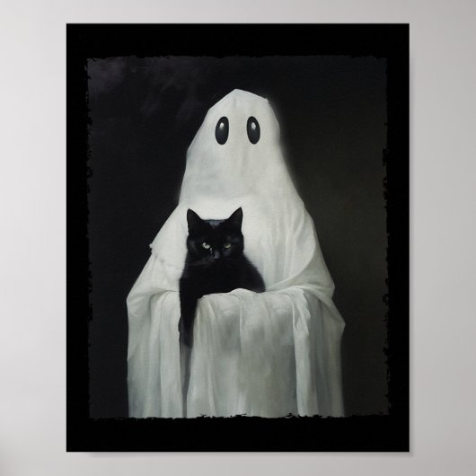 Halloween Black Cat Ghost Spooky Seizoen Kostuum Poster (Voorkant)