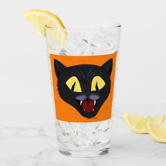 Halloween Black Cat Glas (Voorkant ijs)